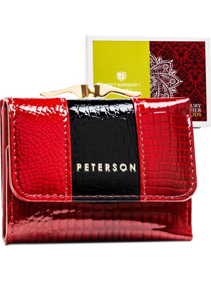 PETERSON ČERVENO-ČERNÁ DÁMSKÁ PENĚŽENKA IMITUJÍCÍ KROKODÝLÍ KŮŽI Y770 (Velikost ONE SIZE)