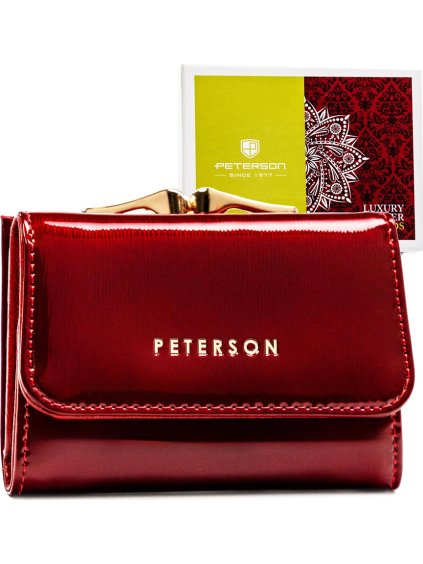PETERSON VÍNOVÁ MALÁ DÁMSKÁ PENĚŽENKA Z LAKOVANÉ KŮŽE Y768 (Velikost ONE SIZE)