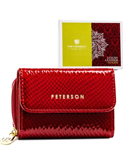 PETERSON ČERVENÁ DÁMSKÁ PENĚŽENKA S HADÍM VZOREM Y761 (Velikost ONE SIZE)