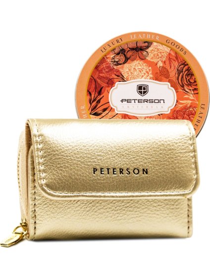 PETERSON ZLATÁ DÁMSKÁ MALÁ PENĚŽENKA SE ZAPÍNÁNÍM NA PATENT  Y755 (Velikost ONE SIZE)