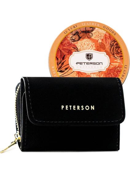 PETERSON ČERNÁ MALÁ PENĚŽENKA SE ZLATÝMI AKCENTY Y753 (Velikost ONE SIZE)