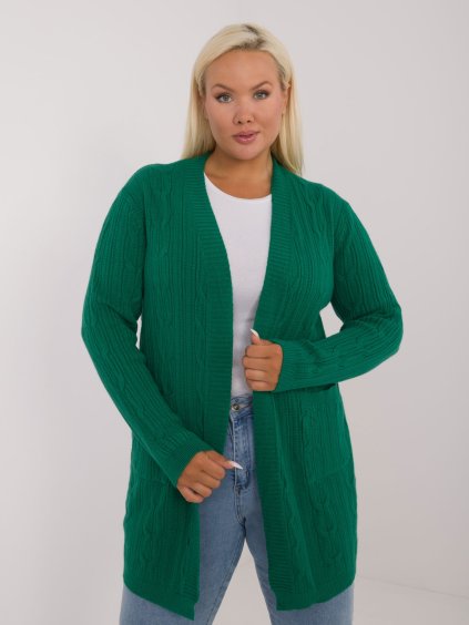 (VEL. XL/2XL) ZELENÝ SVETR S PŘEDNÍMI KAPSAMI
