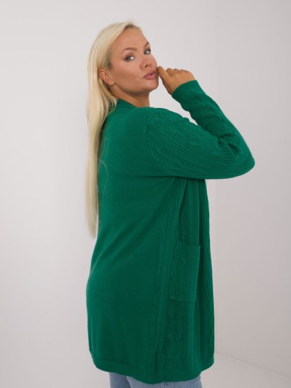 (VEL. XL/2XL) ZELENÝ SVETR S PŘEDNÍMI KAPSAMI