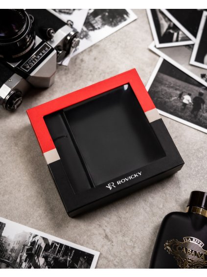 ROVICKY ČERNÁ PÁNSKÁ PROSTORNÁ KOŽENÁ PENĚŽENKY L248