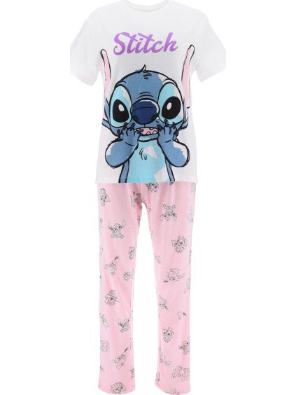 BÍLO-RŮŽOVÉ DVOUDÍLNÉ DÁMSKÉ PYŽAMO LILO AND STITCH