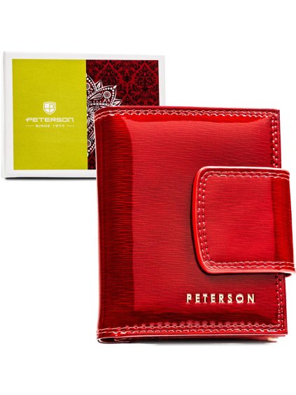 PETERSON ČERVENÁ DÁMSKÁ ELEGANTNÍ LAKOVANÁ PENĚŽENKA S RFID Y771 (Velikost ONE SIZE)