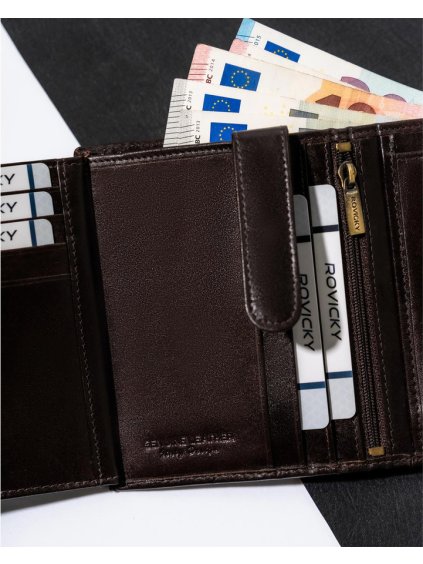 ROVICKY TMAVĚ HNĚDÁ PÁNSKÁ KOŽENÁ PENĚŽENKA S RFID L259