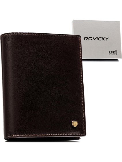 ROVICKY TMAVĚ HNĚDÁ PÁNSKÁ KOŽENÁ PENĚŽENKA S RFID L259