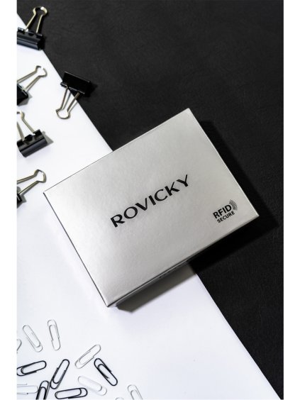 ROVICKY MINIMALISTICKÁ TMAVĚ HNĚDÁ PÁNSKÁ KOŽENÁ PENĚŽENKA NA ZIP L258