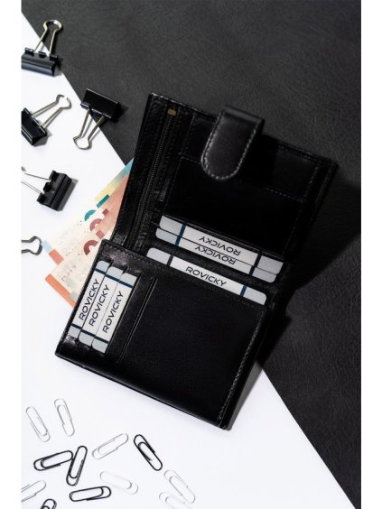 ROVICKY ČERNÁ PÁNSKÁ ELEGANTNÍ PENĚŽENKA S RFID L254