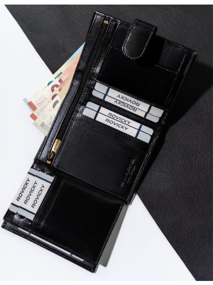 ROVICKY ČERNÁ PÁNSKÁ ELEGANTNÍ PENĚŽENKA S RFID L254