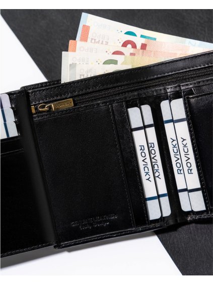 ROVICKY ČERNÁ PÁNSKÁ ELEGANTNÍ PENĚŽENKA S RFID L254