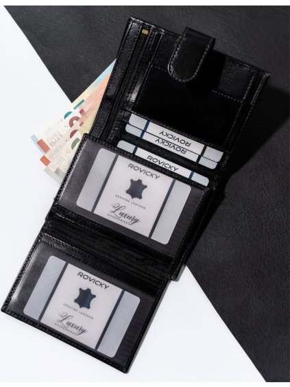 ROVICKY ČERNÁ PÁNSKÁ ELEGANTNÍ PENĚŽENKA S RFID L254