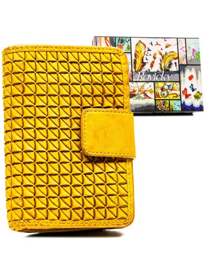 ROVICKY ELEGANTNÍ HOŘČICOVÁ MALÁ DÁMSKÁ PENĚŽENKA S 3D TEXTUROU V306 (Velikost ONE SIZE)