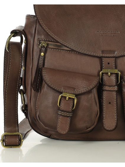MARCO MAZZINI HNĚDÁ KOŽENÁ MESSENGER BAG S KAPSAMI