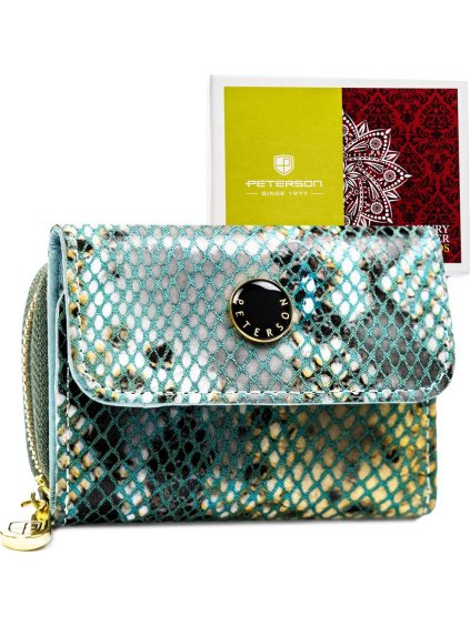 PETERSON MODRO-STŘÍBRNÁ ELEGANTNÍ DÁMSKÁ PENĚŽENKA SE ZLATÝM KOVÁNÍM Y783