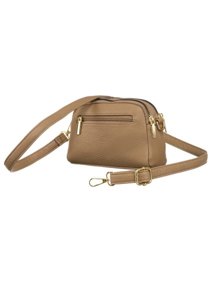 ROVICKY STYLOVÁ TMAVĚ BÉŽOVÁ MALÁ CROSSBODY KABELKA S NASTAVITELNÝM POPRUHEM (Velikost ONE SIZE)