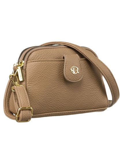 ROVICKY STYLOVÁ TMAVĚ BÉŽOVÁ MALÁ CROSSBODY KABELKA S NASTAVITELNÝM POPRUHEM (Velikost ONE SIZE)