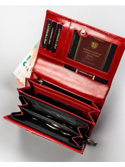 PETERSON STYLOVÁ ČERVENÁ DÁMSKÁ PENĚŽENKA S RFID Y781 (Velikost ONE SIZE)