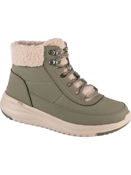 KHAKI DÁMSKÉ ZIMNÍ KOTNÍKOVÉ TENISKY SKECHERS ON-THE-GO STELLAR - ALPINE ADVENTURE (Velikost 36)