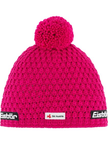 TMAVĚ RŮŽOVÁ ČEPICE S BAMBULÍ EISBAR TRAIL POMPON MU SKA