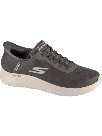 TMAVĚ ŠEDÉ PÁNSKÉ TENISKY SKECHERS SLIP-INS: GO WALK FLEX - SMOOTH MOTION