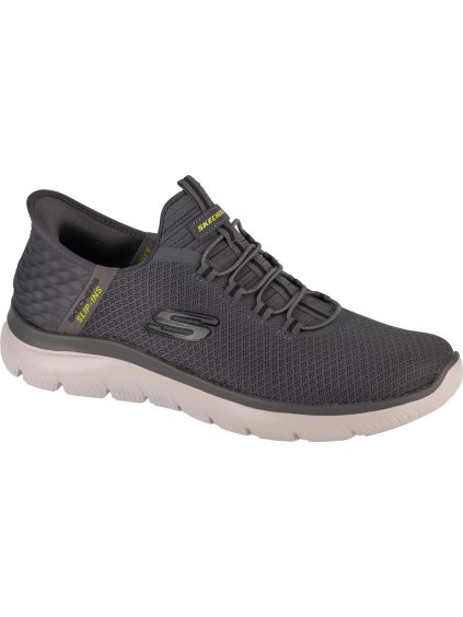 TMAVĚ ŠEDÉ PÁNSKÉ TENISKY SKECHERS SLIP-INS SUMMITS - HIGH RANGE