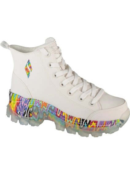 BÍLE DÁMSKÉ KOTNÍKOVÉ BOTY SE VZOROVANOU PODRÁŽKOU SKECHERS JEN STARK: HI-RYZE - SEE-THRU DRIP