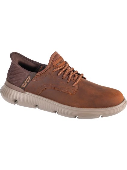 HNĚDÉ PÁNSKÉ KOŽENÉ TENISKY SKECHERS SLIP-INS: GARZA - ERVIN