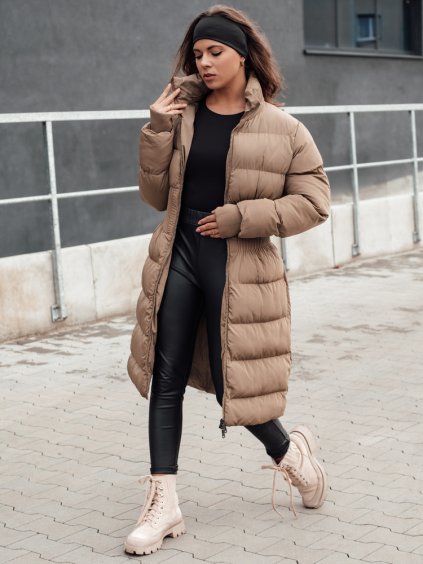 DÁMSKÁ BÉŽOVÁ DLOUHÁ PROŠÍVANÁ BUNDA FABWARM