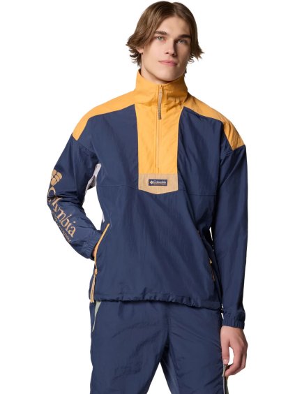 MODRO-ORANŽOVÁ PÁNSKÁ LEHKÁ SPORTOVNÍ BUNDA COLUMBIA RIPTIDE II RETRO WINDBREAKER ANORAK (Velikost L)