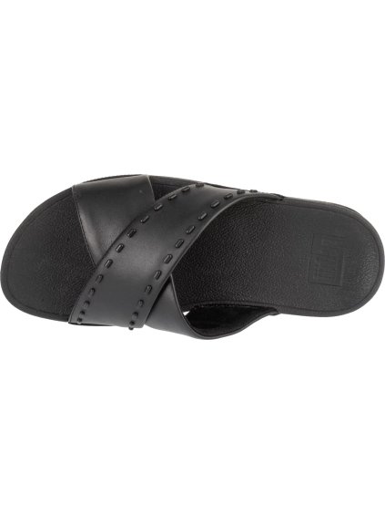 ČERNÉ KOŽENÉ PANTOFLE S MATNÝMI GUMOVÝMI CVOČKY FITFLOP LULU RUBBER-STUD