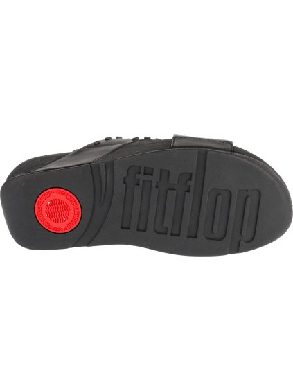 ČERNÉ KOŽENÉ PANTOFLE S MATNÝMI GUMOVÝMI CVOČKY FITFLOP LULU RUBBER-STUD