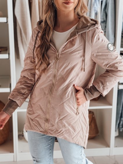DÁMSKÁ RŮŽOVÁ PŘECHODOVÁ BUNDA S KAPUCÍ LUMERA