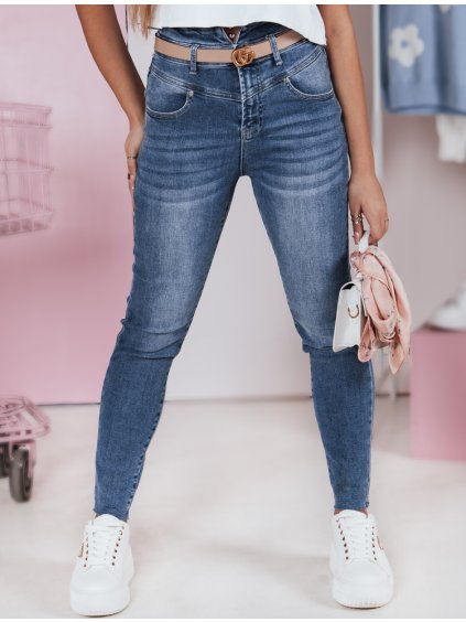 TMAVĚ MODRÉ DÁMSKÉ SKINNY DŽÍNY S VYSOKÝM PASEM BLUESTYL