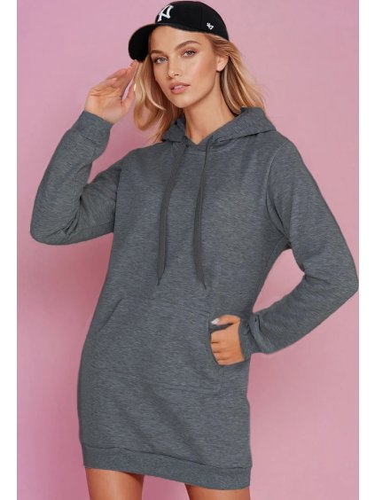 DÁMSKÁ TMAVĚ ŠEDÁ DLOUHÁ OVERSIZE MIKINA / ŠATY TIMMY