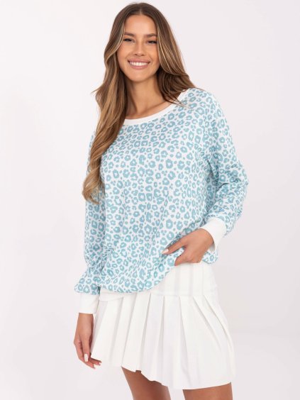 BÍLO-MODRÁ DÁMSKÁ OVERSIZE HALENKA S LEOPARDÍM VZOREM