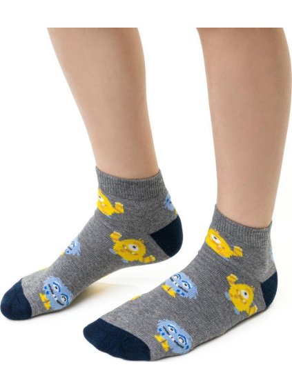 ŠEDÉ CHLAPECKÉ KOTNÍKOVÉ PONOŽKY S PŘÍŠERKAMI ART.004 (Velikost 29/31)