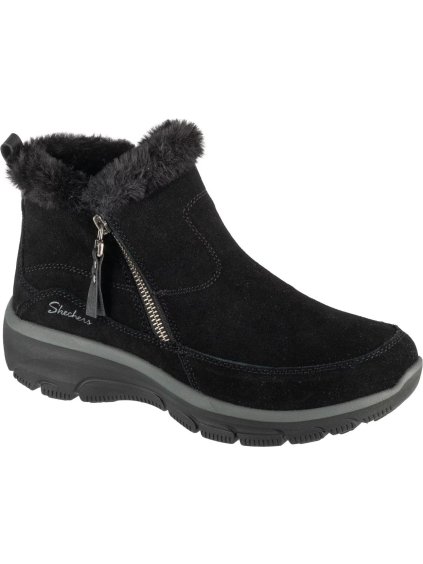 ČERNÉ DÁMSKÉ KOTNÍKOVÉ SEMIŠOVÉ BOTY SKECHERS EASY GOING - COOL ZIP!