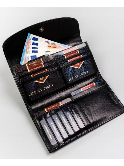 PETERSON ELEGANTNÍ ČERNÁ KOŽENÁ DÁMSKÁ PENĚŽENKA Y415