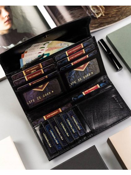 PETERSON ELEGANTNÍ ČERNÁ KOŽENÁ DÁMSKÁ PENĚŽENKA Y415