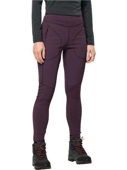 FIALOVÉ DÁMSKÉ OUTDOOROVÉ KALHOTY JACK WOLFSKIN SALMASTER PANTS W (Velikost L)