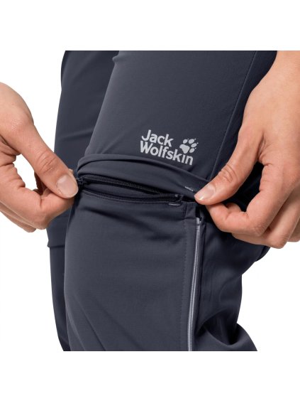 TMAVĚ ŠEDÉ DÁMSKÉ TURISTICKÉ KALHOTY JACK WOLFSKIN OVERLAND ZIP AWAY PANTS W