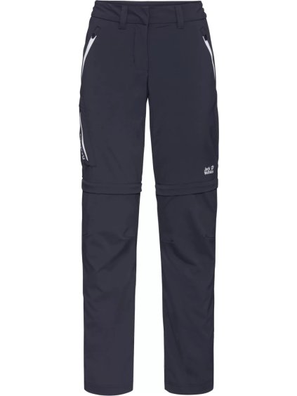TMAVĚ ŠEDÉ DÁMSKÉ TURISTICKÉ KALHOTY JACK WOLFSKIN OVERLAND ZIP AWAY PANTS W (Velikost 34)