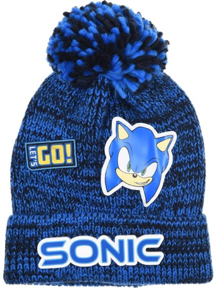 MODRO-ČERNÁ CHLAPECKÁ ČEPICE S BAMBULÍ SONIC THE HEDGEHOG