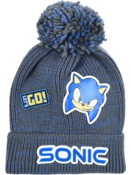 MODRO-ŠEDÁ CHLAPECKÁ ČEPICE S BAMBULÍ SONIC THE HEDGEHOG