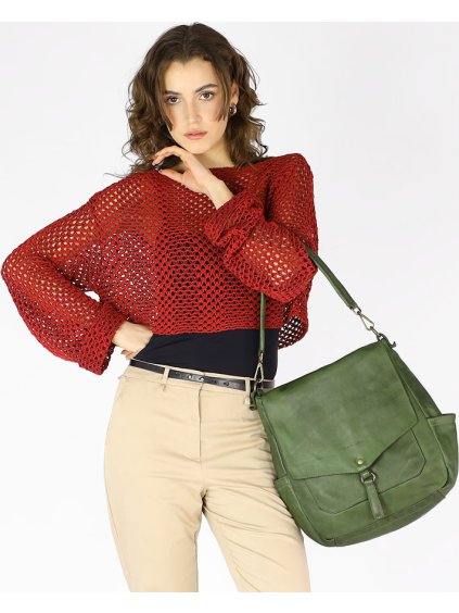 MARCO MAZZINI ZELENÁ CROSSBODY Z PŘÍRODNÍ KŮŽE
