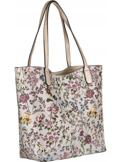 DAVID JONES BÍLO-RŮŽOVÁ SHOPPER KABELKA S KVĚTINOVÝM POTISKEM