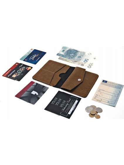 ELEGANTNÍ PÁNSKÁ PENĚŽENKA ZNAČKY SOLIER (SW15 BROWN)