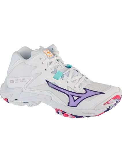 BÍLO-FIALOVÉ DÁMSKÉ SPORTOVNÍ TENISKY MIZUNO WAVE LIGHTNING Z8 MID (Velikost 37)